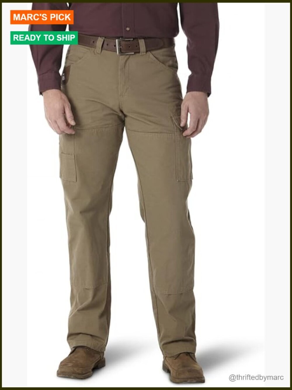 Men's Work Utility Pants, 100% Cotton Ripstop, Relaxed Fit, 8 Pockets